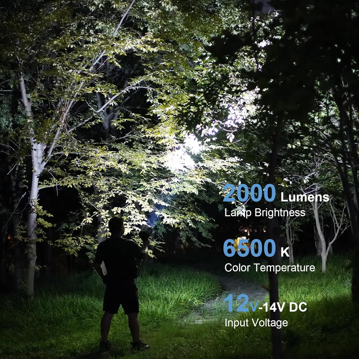 2000 Lumen HID Spotlight with Adjustable Beam for Automotive, Outdoor, and Emergency Use