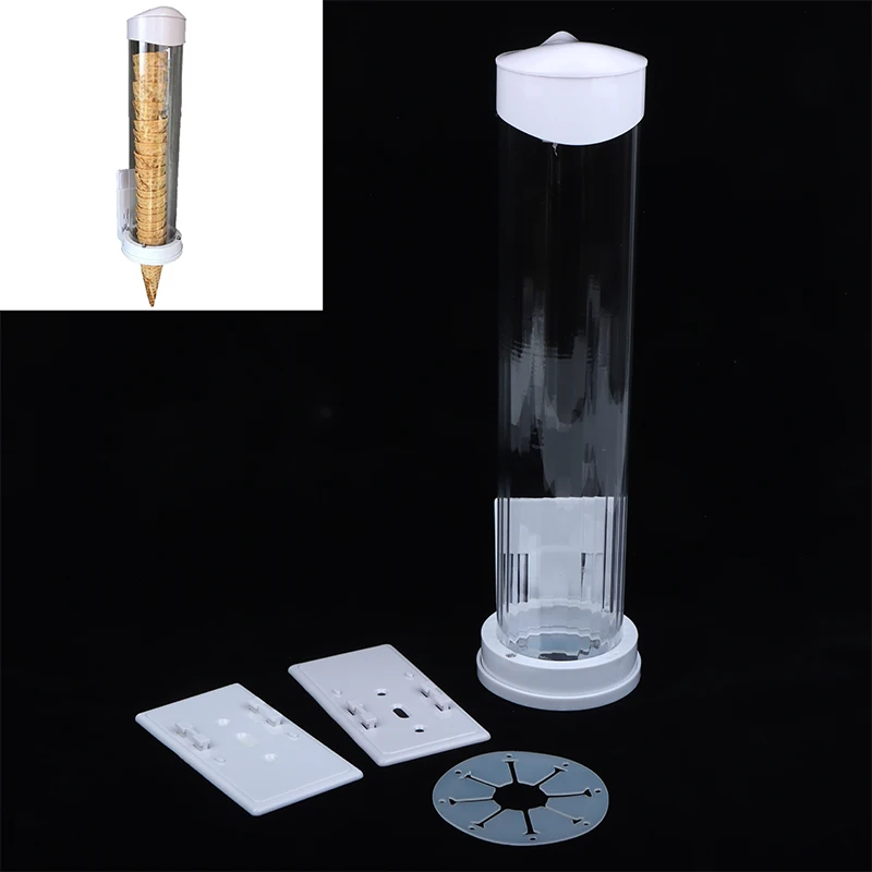 Clear Ice Cream Cone Dispenser Lightweight Food-Grade Plastic Storage Holder Tube for School Event Buffet Dessert Station