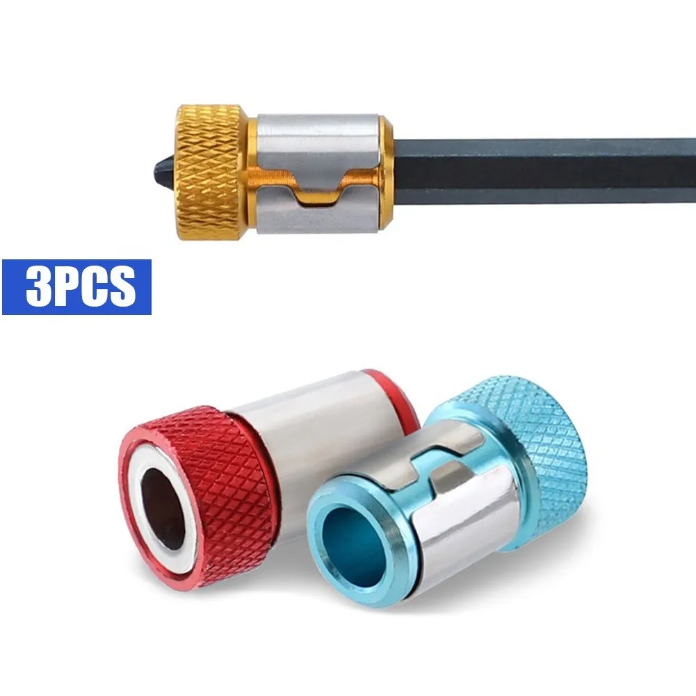 3pc Magnetic Bit Holder Alloy Electric Magnetic Ring Screwdriver Bit Head Anti-Corrosion Strong Magnetizer Drill Head Universal