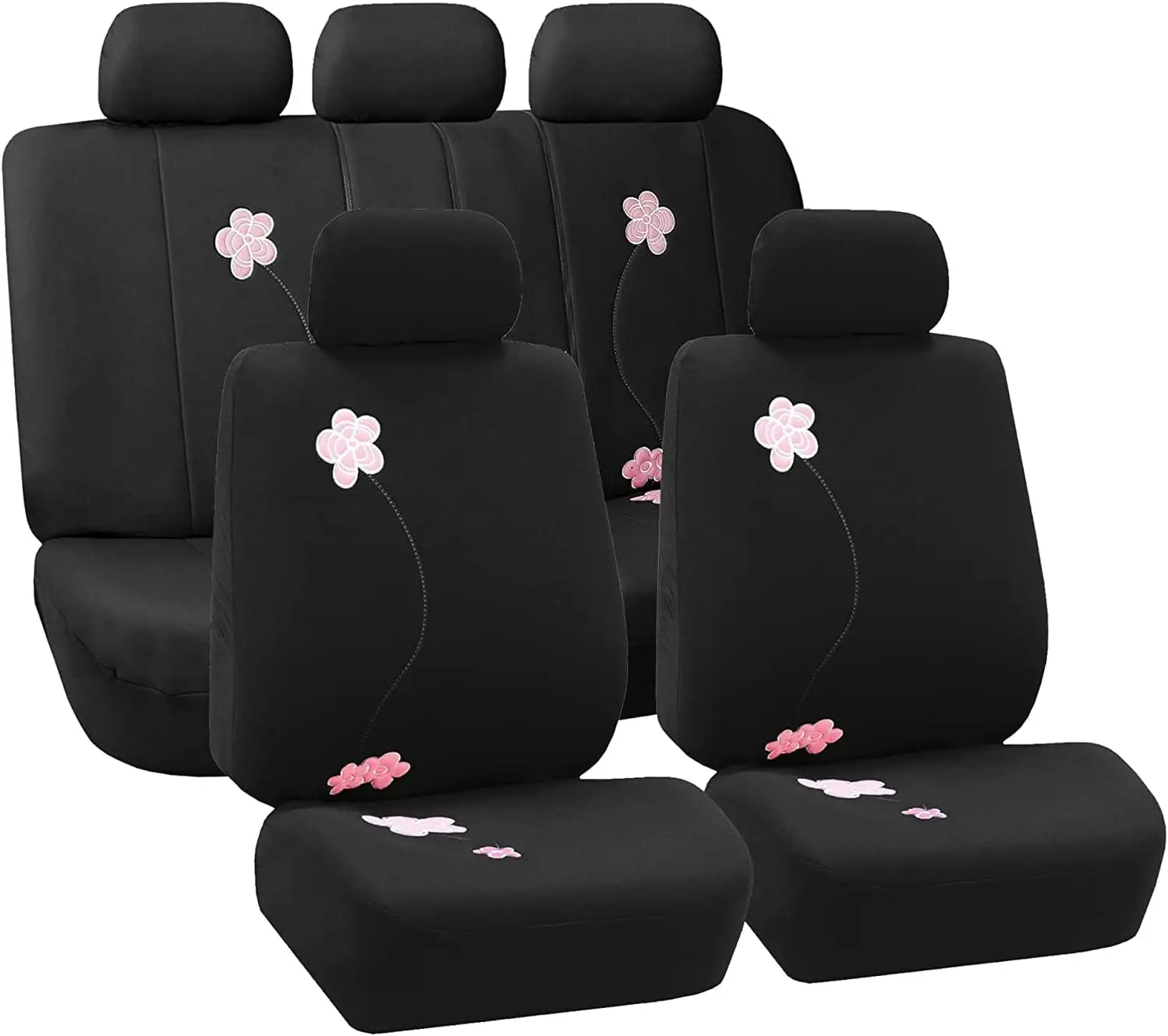 

Full Set Cloth Car Seat Covers, Universal Fit with Airbag Compatibility, Machine Washable for SUV Sedan Van, Black