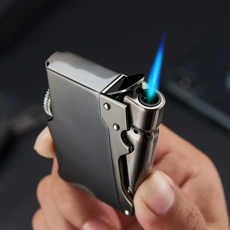 

Outdoor Windproof Turbine Torch, Direct Injection, Butane Blue Flame Lighter, Metal Portable Men's Creative Cigarette Set