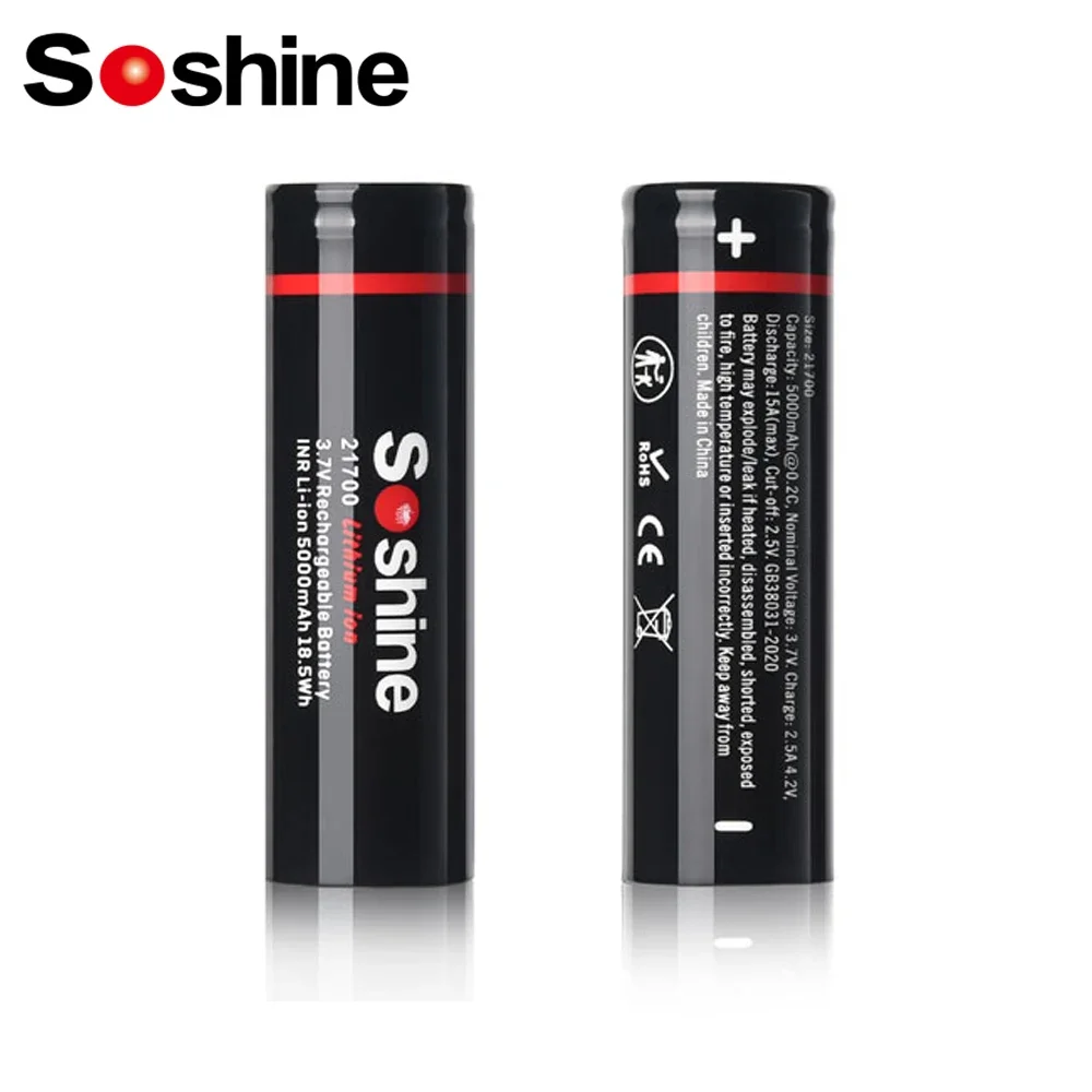 Soshine 3.7V 21700 5000mAh Rechargeable Battery 3C Lithium-ion Discharge High Power Batteries for High-power Appliances Battery