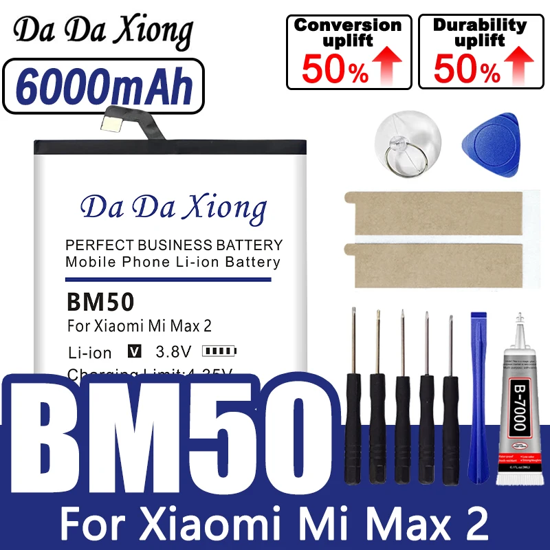 2026 Years 100% New Battery BM50 For Xiaomi Mi Max 2 Max2 6000mAh Phone Battery Bateria Fast Shipping + Tools