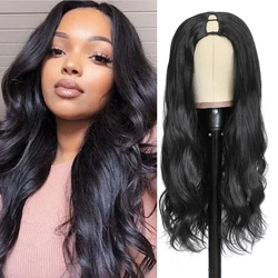 U Part Wig 20-30Inch Synthetic Body Wave Half Wig For Black Women Wavy U Part Curly Wig Loose Deep Wave Wigs Glueless