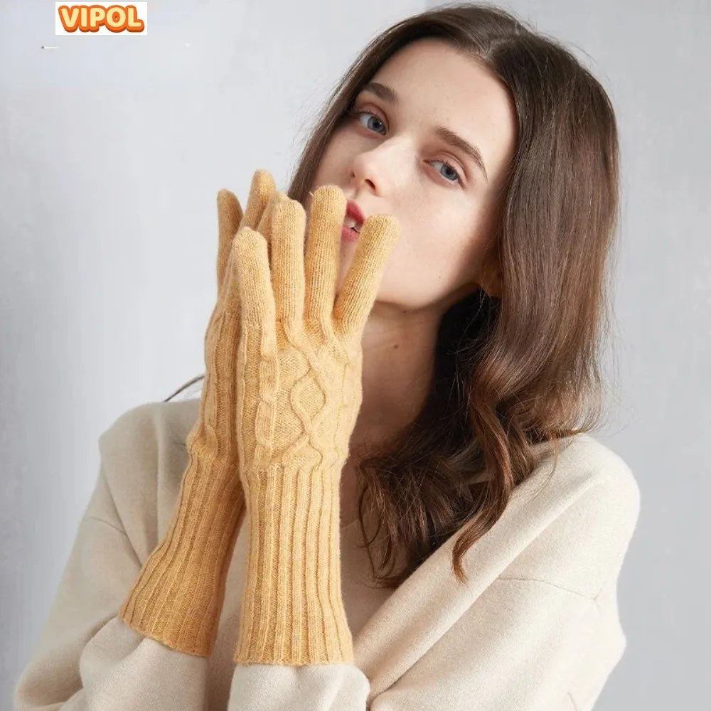 Wool gloves, lovely warm gloves for women in winter, touch-screen cold gloves, students riding and driving ladies gloves