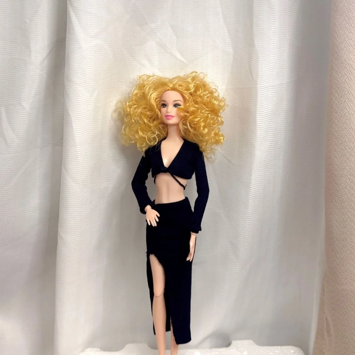 30 CM Mode Supermodel Pop Witte Huid/krullend Haar Lichaam Gewrichten Beweegbare 1/6 BJD Pop Sexy Vest + rok Set Speelhuis Speelgoed Geschenken