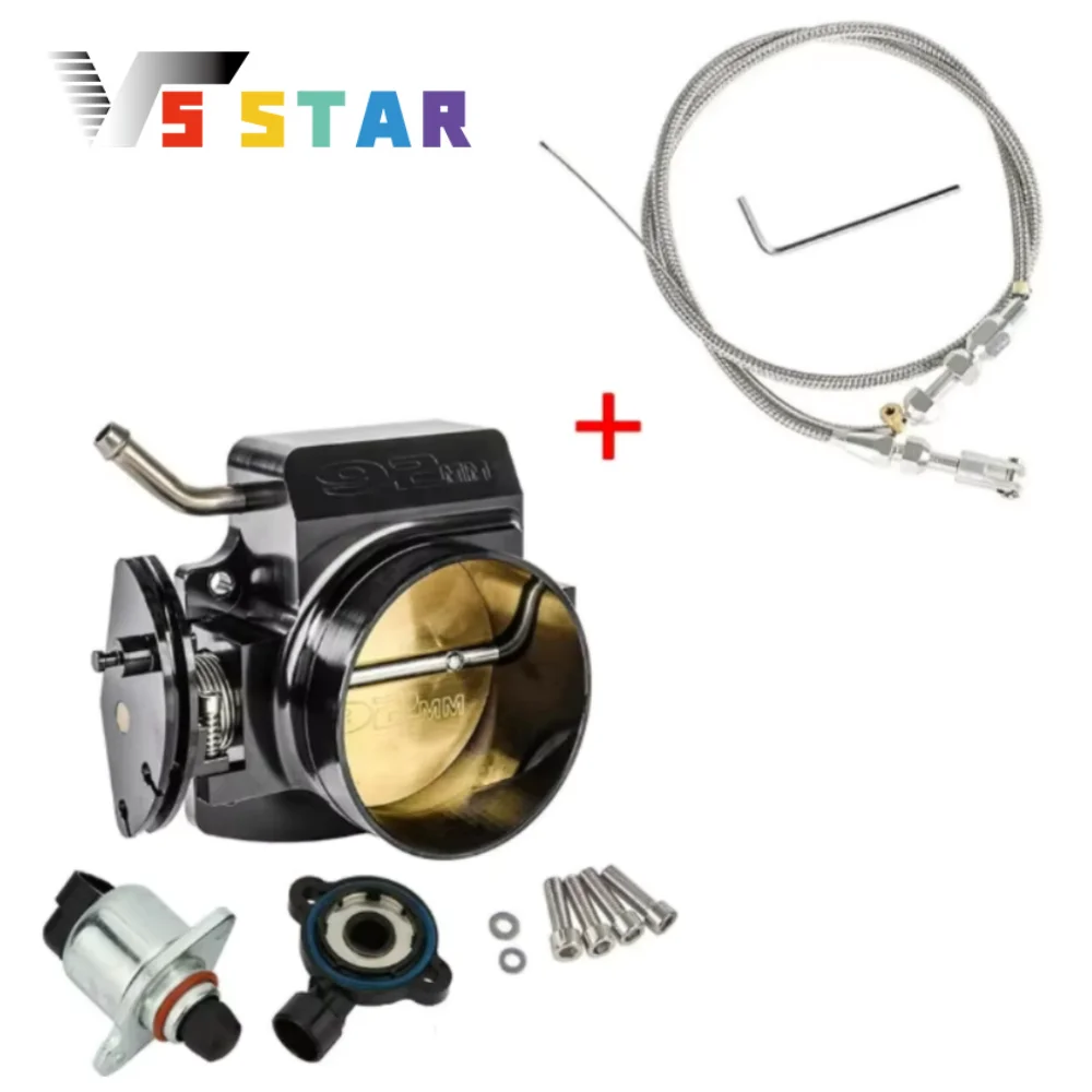 

Durable Aluminum 92MM LS Throttle Body with Position Sensors TPS IAC & Throttle Gas Cable Kit For CHEVY LSX LS1 LS2 LS3 LS6 LS7