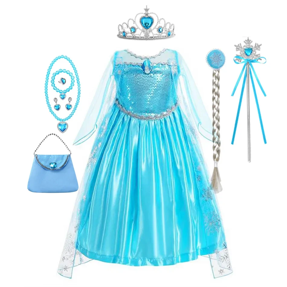 Elsa Dress for Girls Birthday Kids Halloween Carnival Easter Party Dress Up Girls Anna Costume