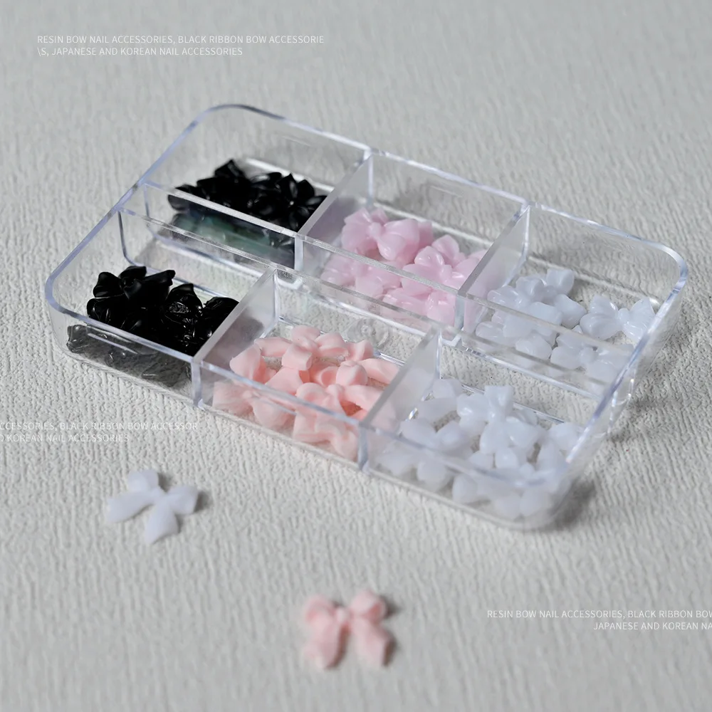 30Pcs Resin Bowknot Nail Charms White/Pink/Black/Purple 3D Ribbon Bowknot For Manicure Korean DIY Kawaii Nail Art Decoration