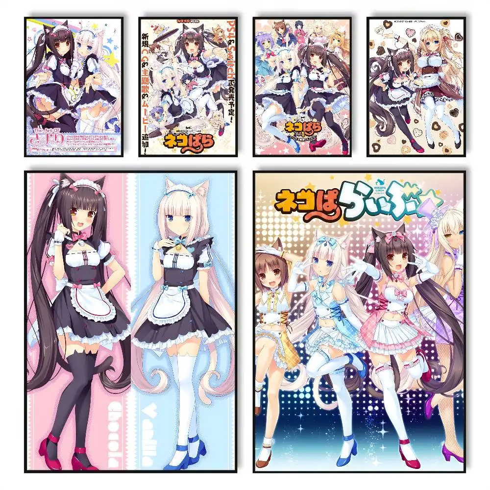Póster de Anime Girl N-nekopara, juego Maid, carteles HD, autoadhesivos, impermeables, ideales para decoración de sala de estar, dormitorio y bar