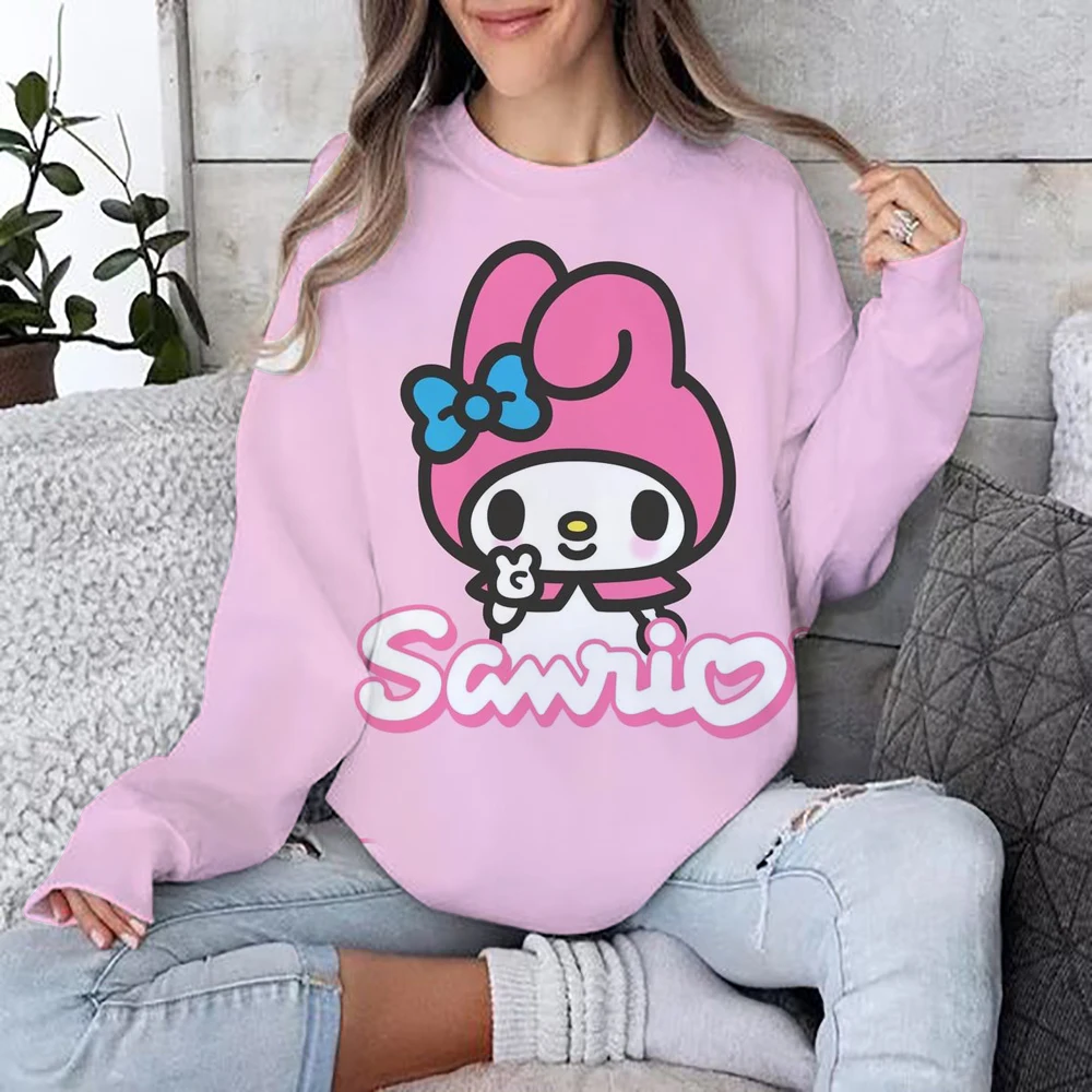 O-Ausschnitt Hello Kitty Damen Langarm Sweatshirts Jugendliche Frau Kleidung Party Y2k Streetwear Pullover Hohe Qualität 2024 Neu