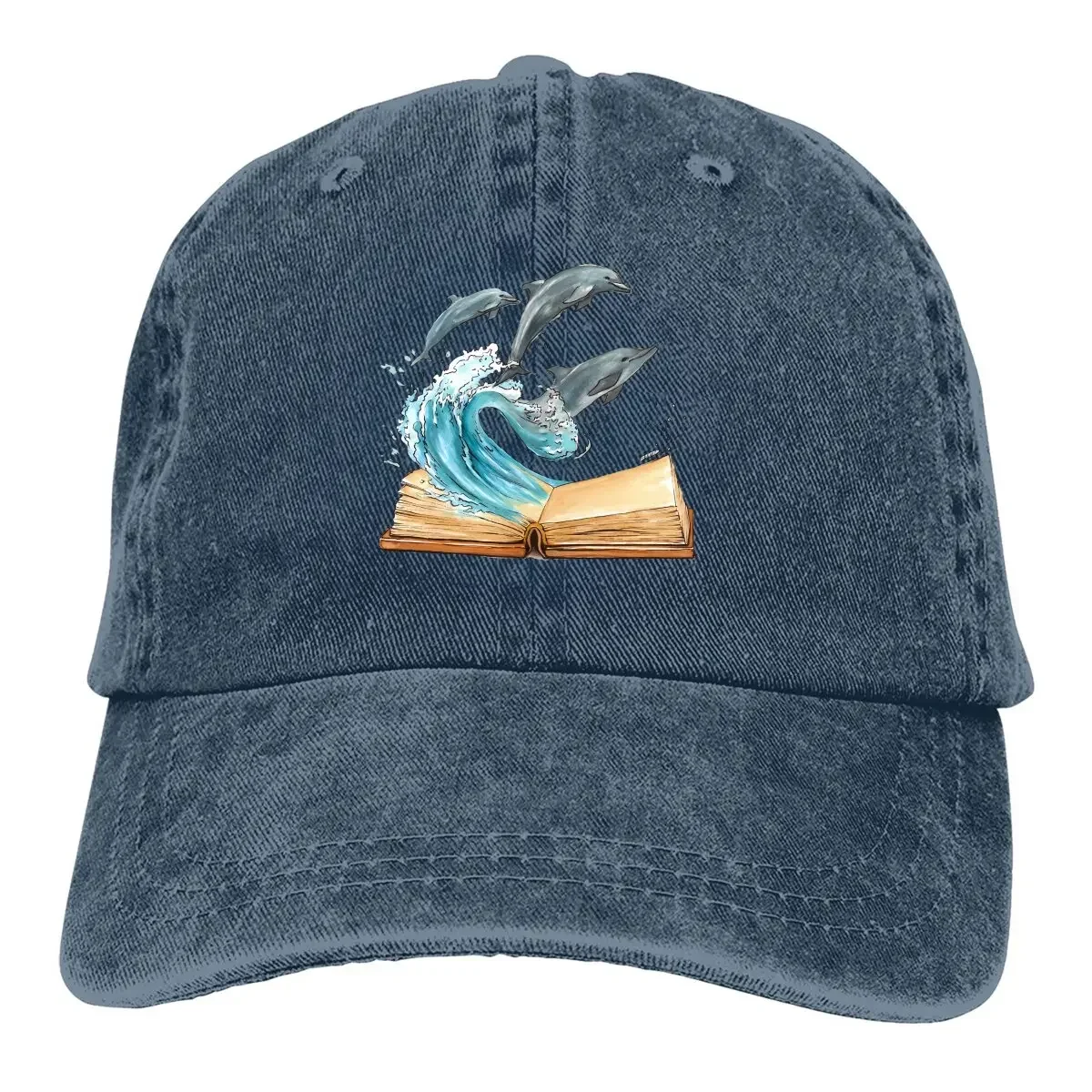 Jumping From Old Book Baseball Cap Men Hats Women Visor Protection Snapback Cute Dolphin Animal Caps