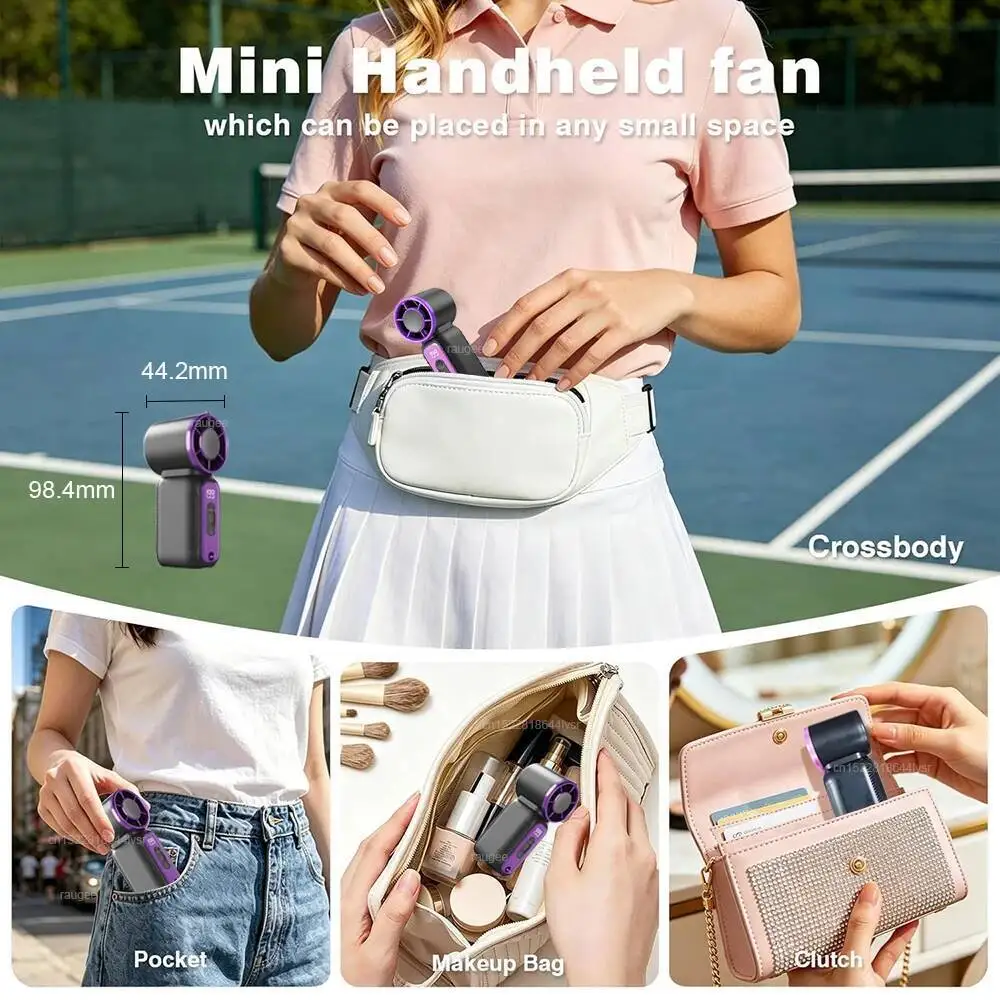 Mini Hand Fan Ultra Portable USB Rechargeable Neck Hanging With Light Pocket Size Small Handheld For Outdoor image 4