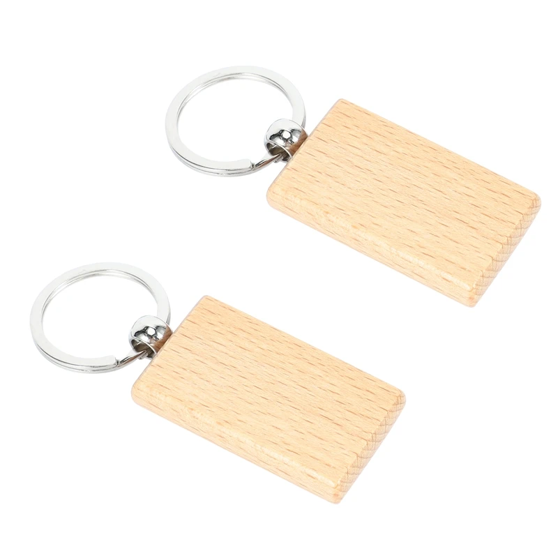 20Pcs Blank Wooden Key Chain Diy Wood Keychains Key Tags Gifts Yellow