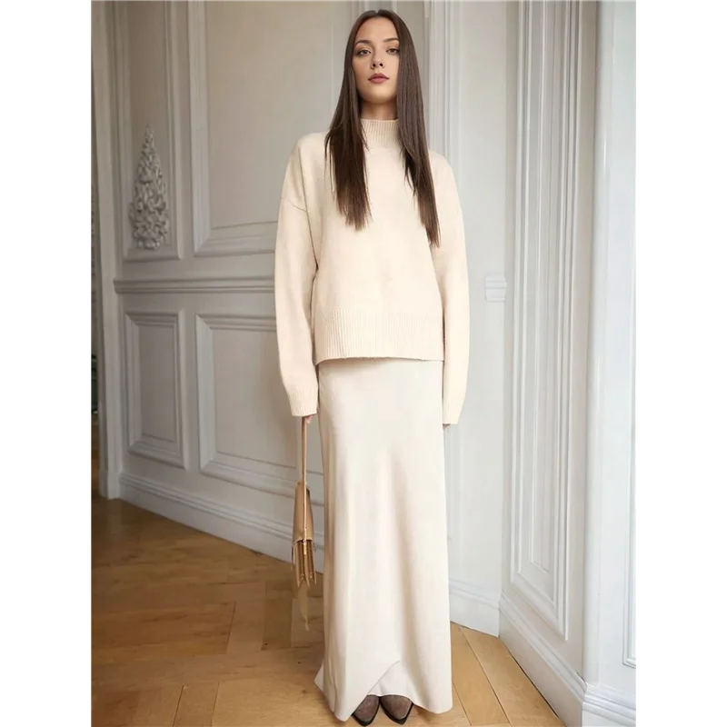 AOAO-jupes longues taille haute en satin pour femmes, jupe longue trapèze zippée