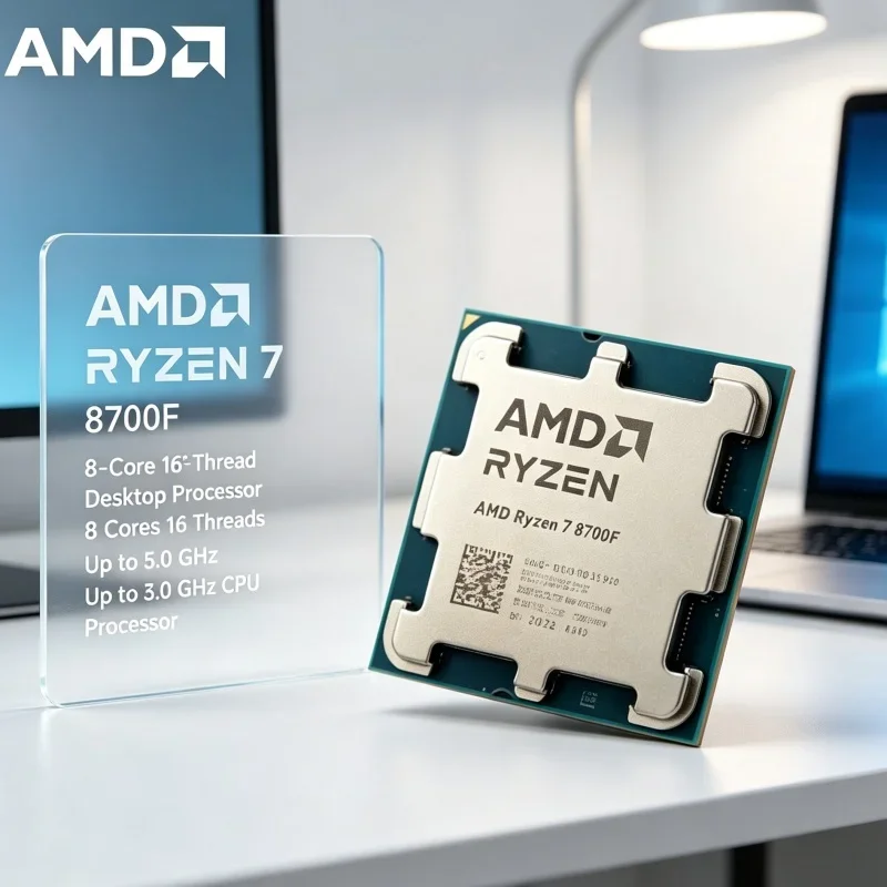 AMD R7 8700F Gaming Processor 5.0GHz Boost 16MB L3 Cache AM5 Socket CPU for 1080P 1440P Gaming Build