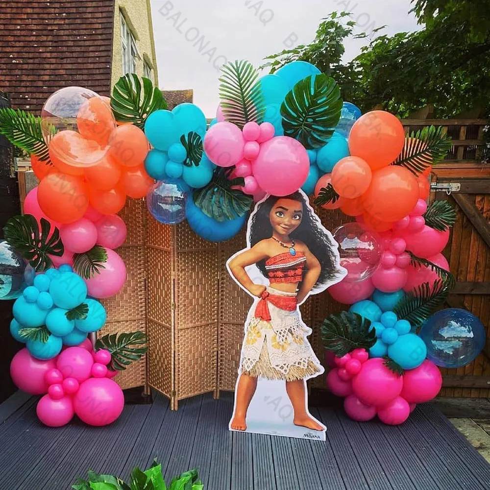 86PCS Ocean Adventures Moana Palloncino Colonna Set 32 pollici Numero rosa Daisy Foil Globos 1-9st Girl Birthday Party Decorazioni per la casa