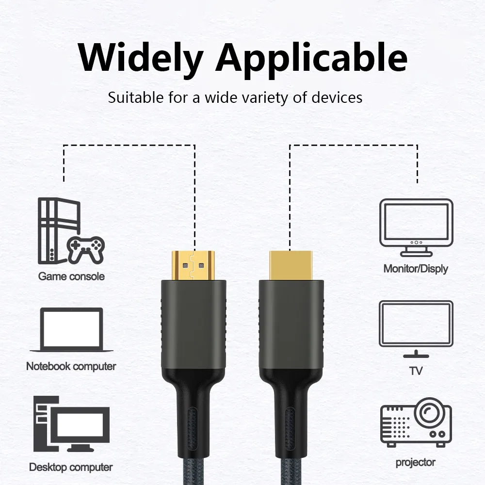 HDMI-compatible Cable 2.1 8K/60Hz Ultra HD Video Cables Gold Plated Male to Male HDTV Cord For PS5 Blu-ray Xbox PC TV 1M/2M/3M