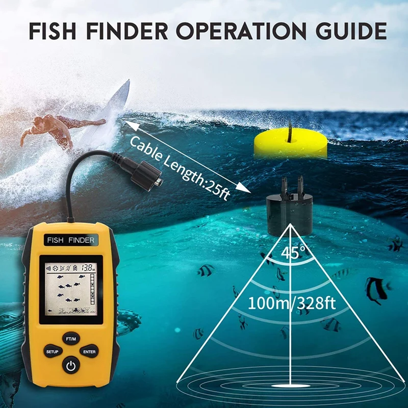 Wired Wireless Sonar Fishing Alarm Fish Finder Underwater Depth Sounder Fishing Detector Portable Fish Finder Durable