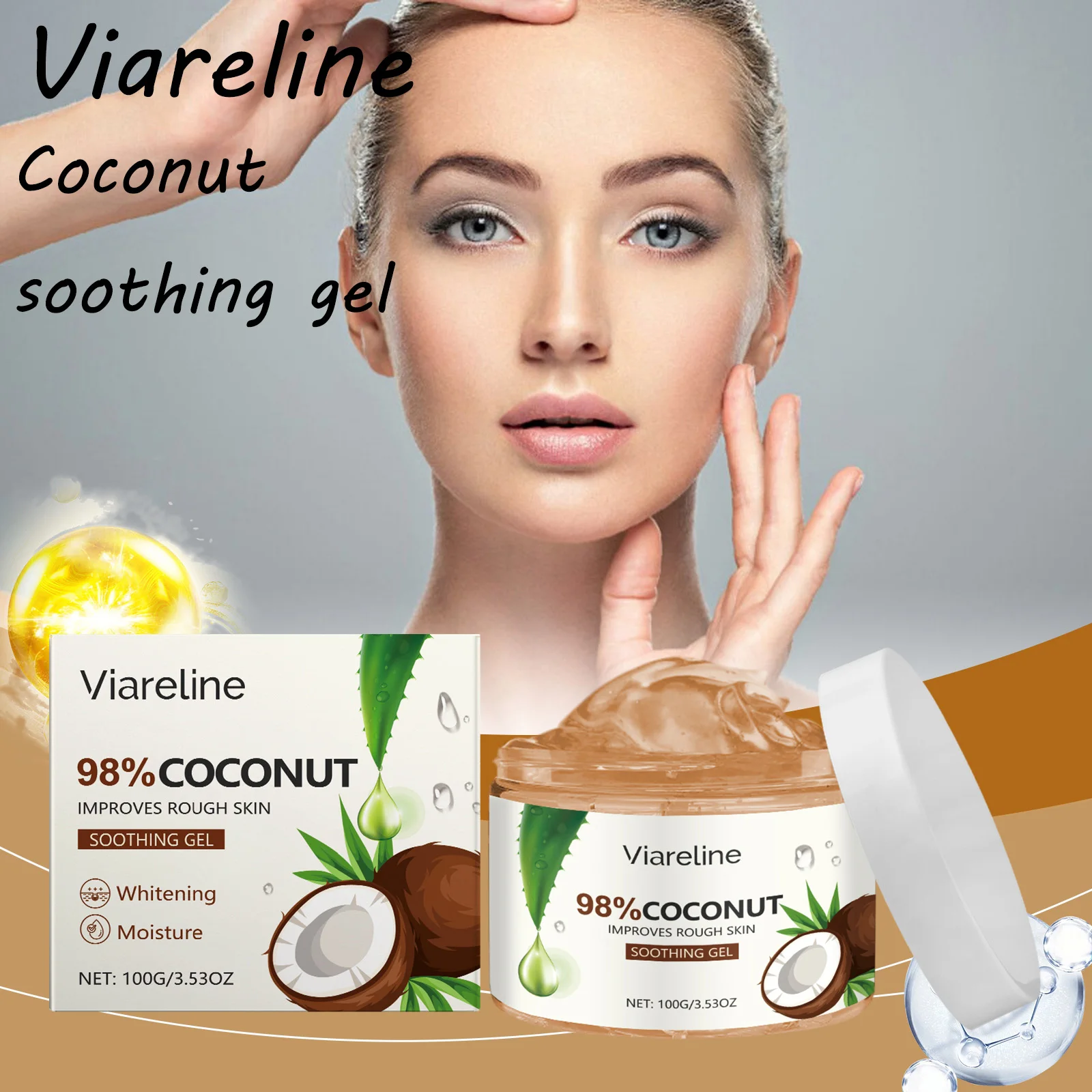 

Viareline Coconut Moisturizing Gel Improve Rough Skin Reduce Dryness Refreshing Improve Skin Texture Coconut Soothing Gel