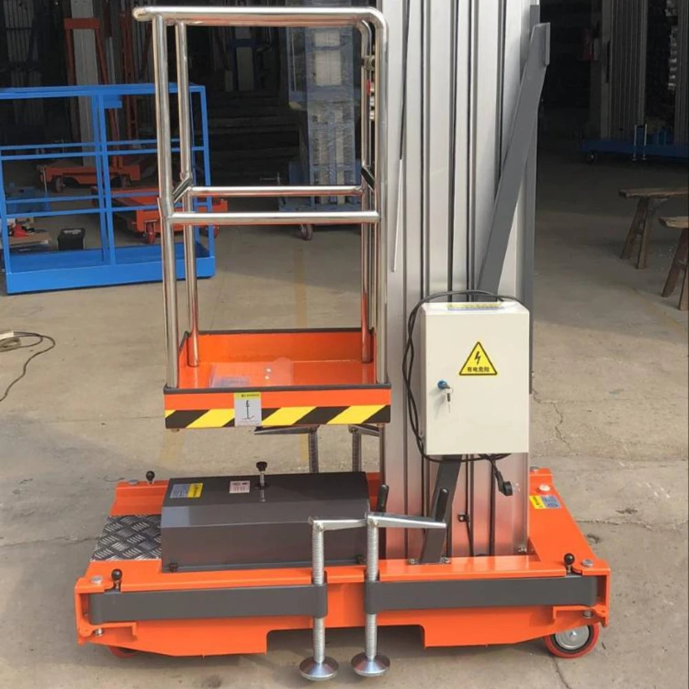 Single Mast Aluminium Aerial Work Platform Capacity 125kg /150kg Working Height 6m 8m 10m