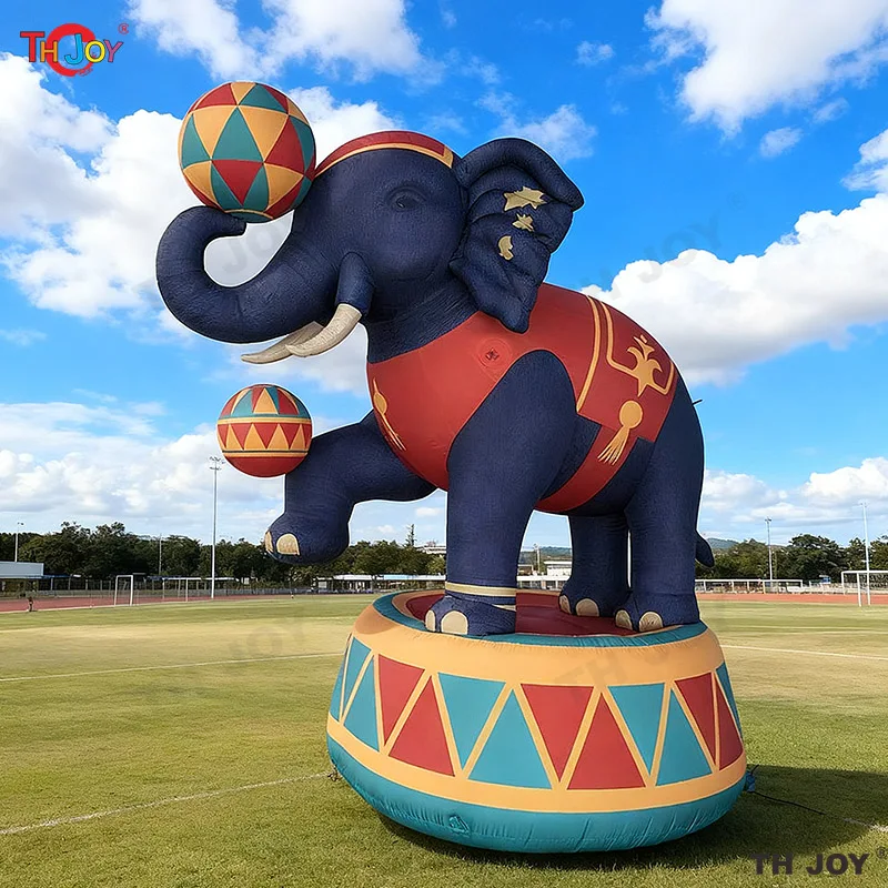 

Гигантский надувной цирковой слон, трюки для выступлений, фестивальный декор, анимированный реквизит для мероприятий, карнавальный талисман с балансом мяча