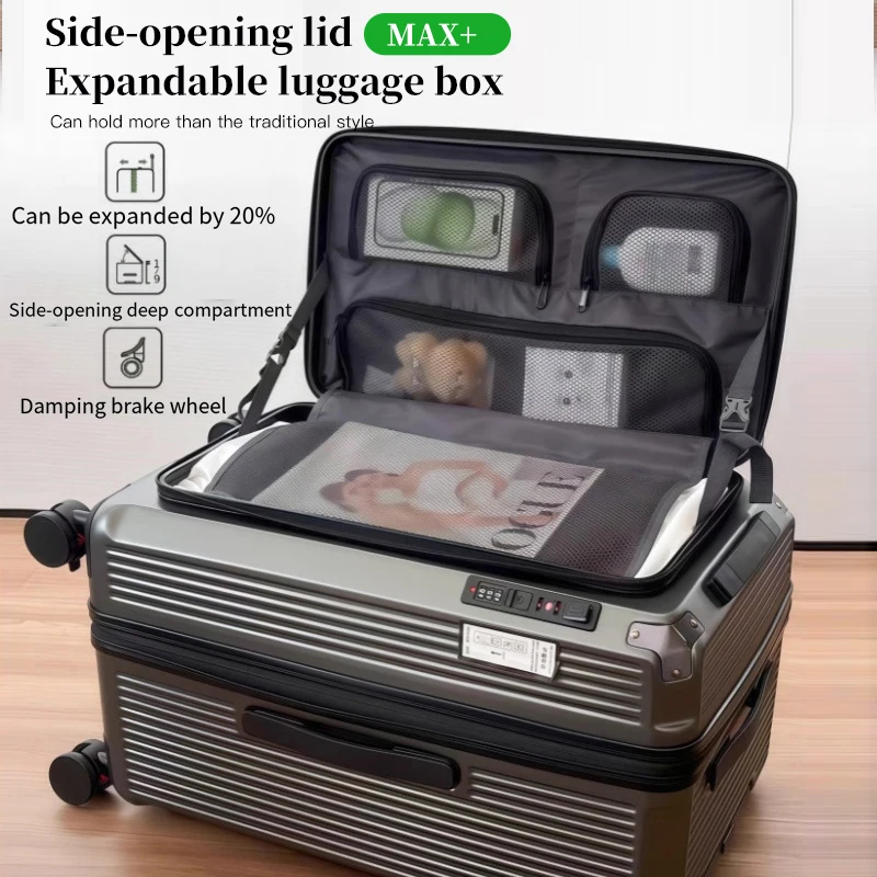 أمتعة قابلة للتوسيع، حقيبة عربة سميكة ذات سعة كبيرة، حقيبة سفر مقاس 24 بوصة، أمتعة مع قفل مجمع، قوي و Du