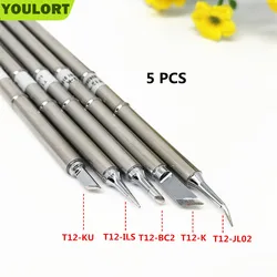 5Pcs T12-k T12-JL02 T12-ILS T12-BC2 T12-KU Solder Iron Tips T12 series T12 Series Iron Tip For FX951 AND STM32 OLED Soldering