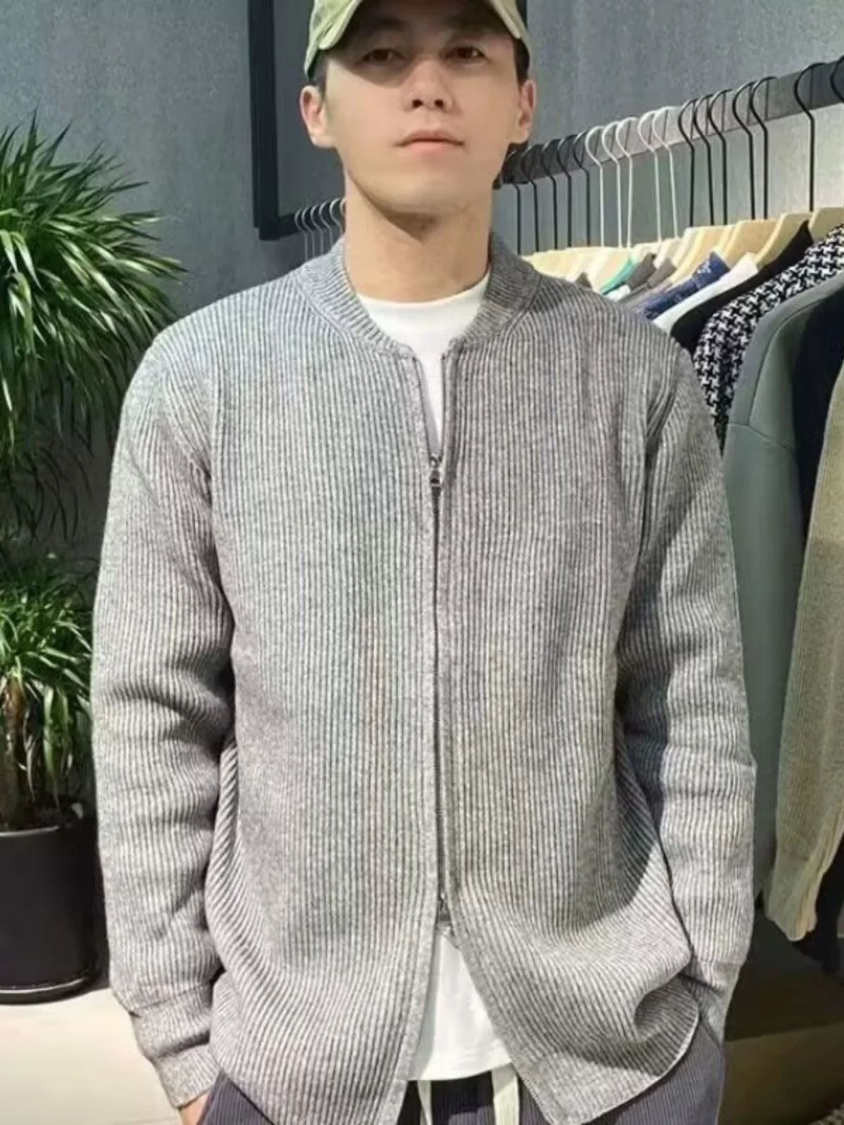 

Мужской осенний свитер с воротником на молнии Jaet, повседневный вязаный топ Long Sve V-Ne Faionable, корейская версия, весна-осень