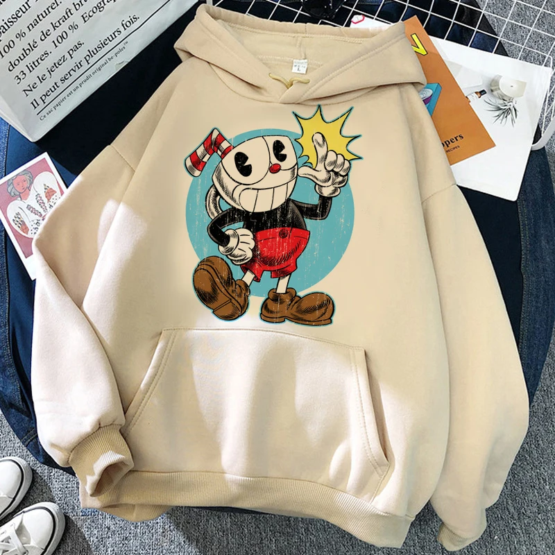 Cuphead Hoodies Men Hip Hop Graphic 2022 Harajuku Men Pullover Hoody Harajuku