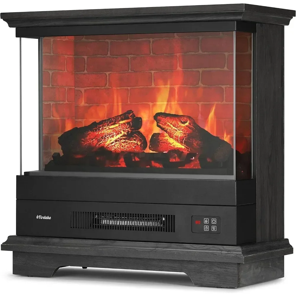 

Electric Fireplace Heater - Freestanding Fireplace, No Assembly-7 Adjustable Flame Effects Overheating Protection（Black Walnut）