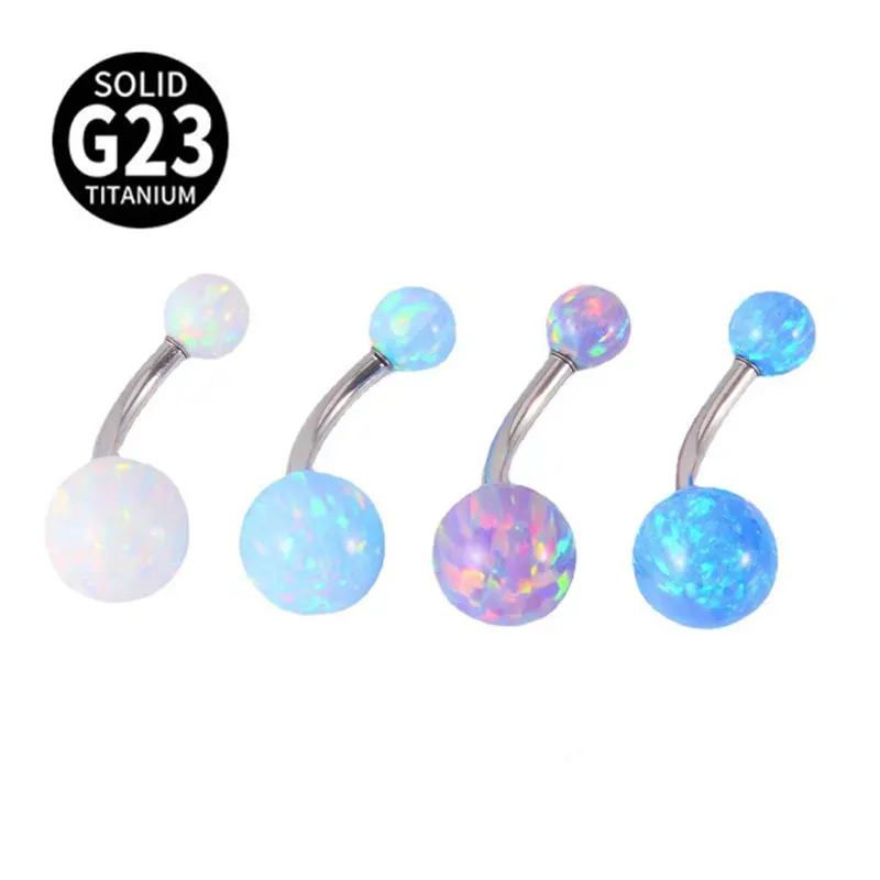 

1pc 14G G23 Titanium Belly Button Ring 6/8/10/12/14mm Opal Navel Piercing Barbell Ombligo For Women Jewelry