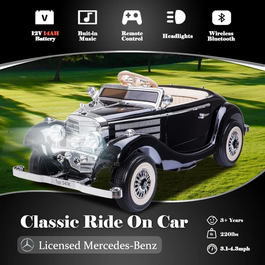 Coche para niños con control remoto Compatible con Mercedes Benz 12V 14Ah Vehículos eléctricos Ruedas Carga máxima para padres e hijos 220Ibs R