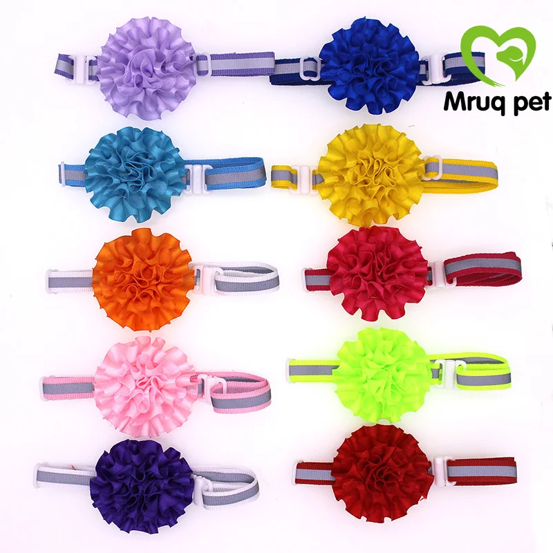 120pcs wholesale Pet Puppy Dog Cat Bow Ties Adjustable Reflective Band Flower Ball Dog Accessories Dog Bowties Pet Supplies