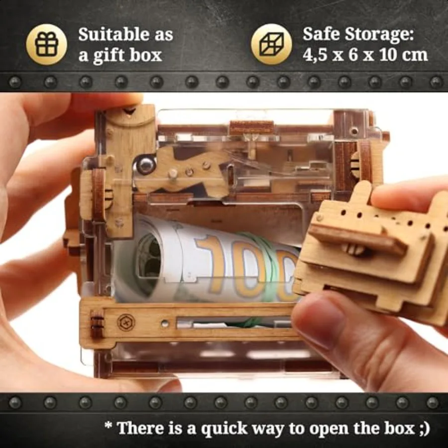 AMazeing Safe Marble Run Money Puzzle Box Confezione regalo ingannevole Puzzle 3D per adulti Escape Room Gioco Rompicapo Compleanno Gif