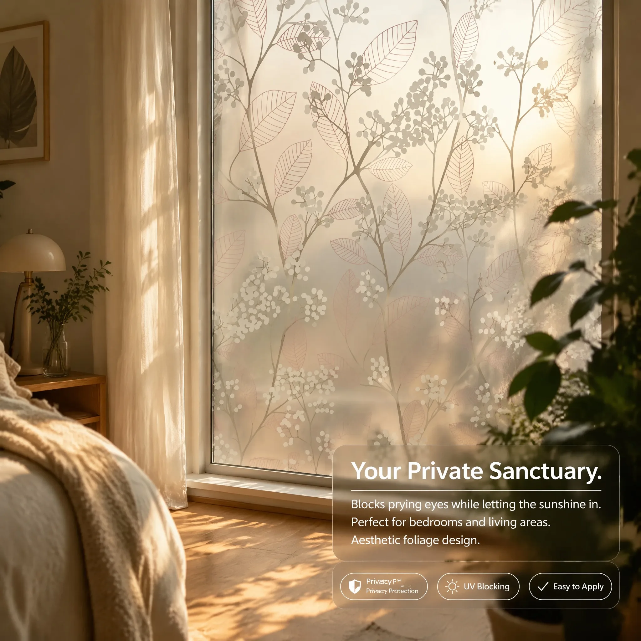 Grey Berry Leaf Gradient Frost - Window Insulation Film recension och pris
