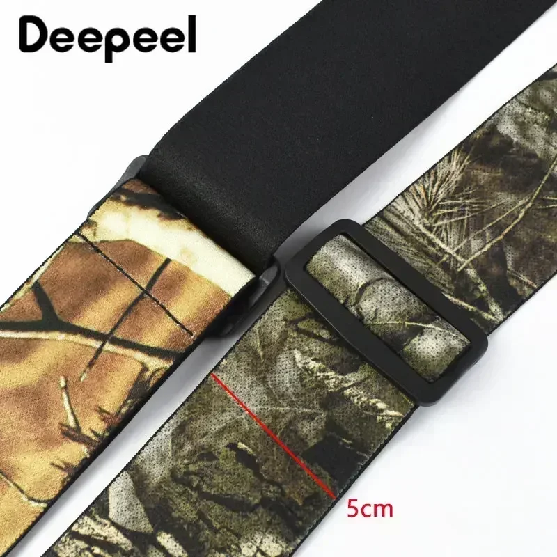 Deepeel 5*115 ซม.Camouflage Men\'s Suspenders X-Type 4 คลิปปรับ Mens Suspender ยืดหยุ่นวงเล็บกว้างแฟชั่นชาย Jockstrap