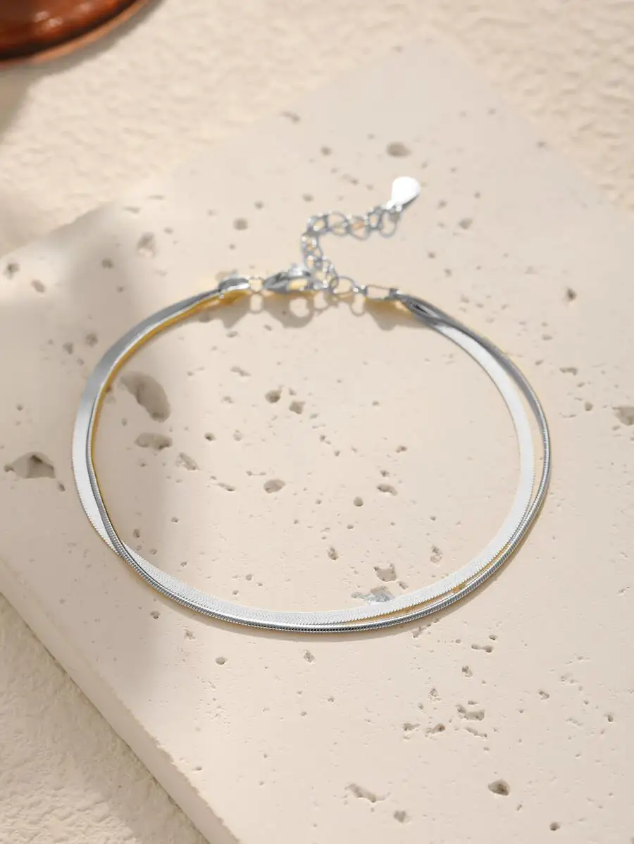 

Flat Fishbone Chain Bracelet Minimalist Design Luxury Jewelry Gift For Women