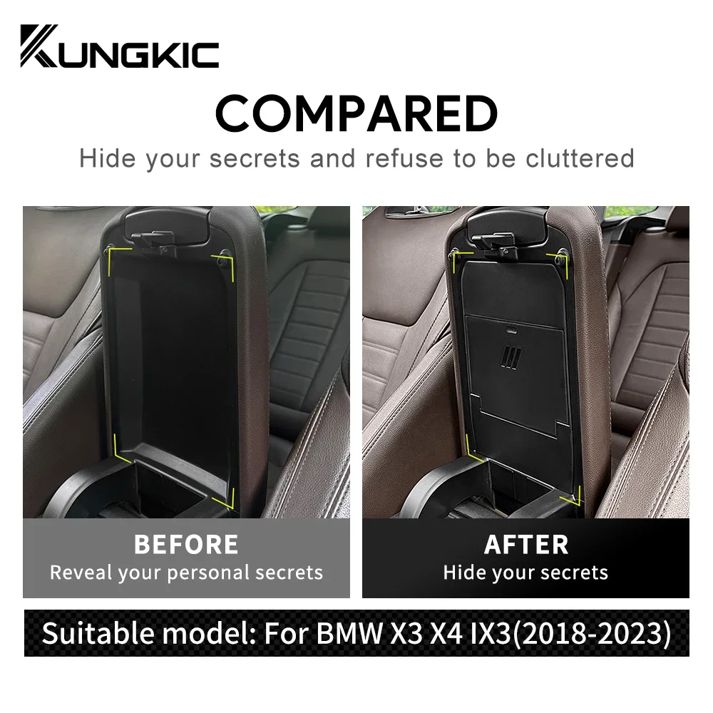 Car Armrest Hidden Storage Box For BMW X3 G01 iX3 X4 G02 X3M F97 X4M F98 Auto Product Interior Modification Organizer Accessory