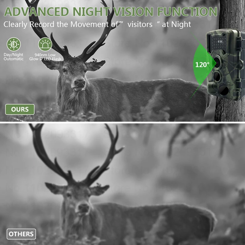 كاميرات الصيد 58MP 2.7K مع 940nm الأشعة تحت الحمراء للرؤية الليلية كاميرا خارجية برية لمراقبة الحياة البرية والكشافة PR1000