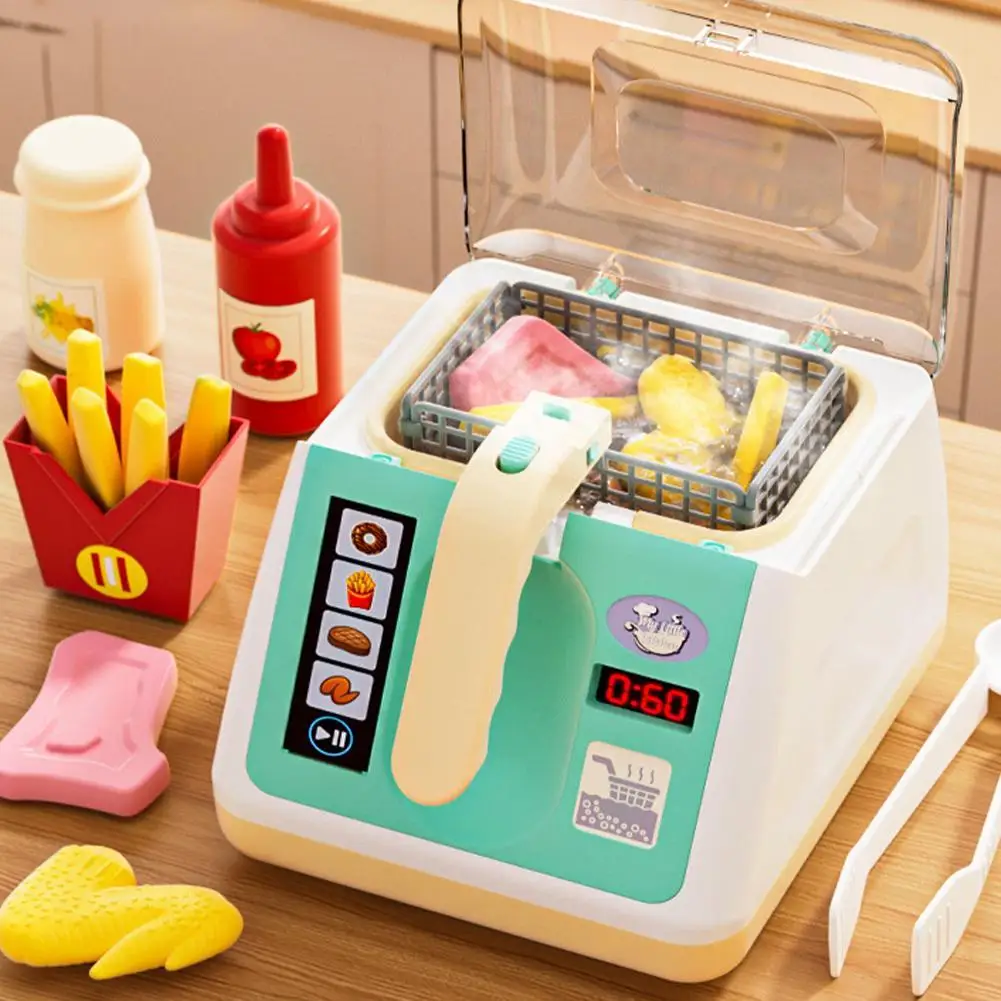 シミュレーションフライヤーごっこ遊びおもちゃ色が変わる子供用調理小型家電キッチンフライヤーロールプレイングおもちゃ
