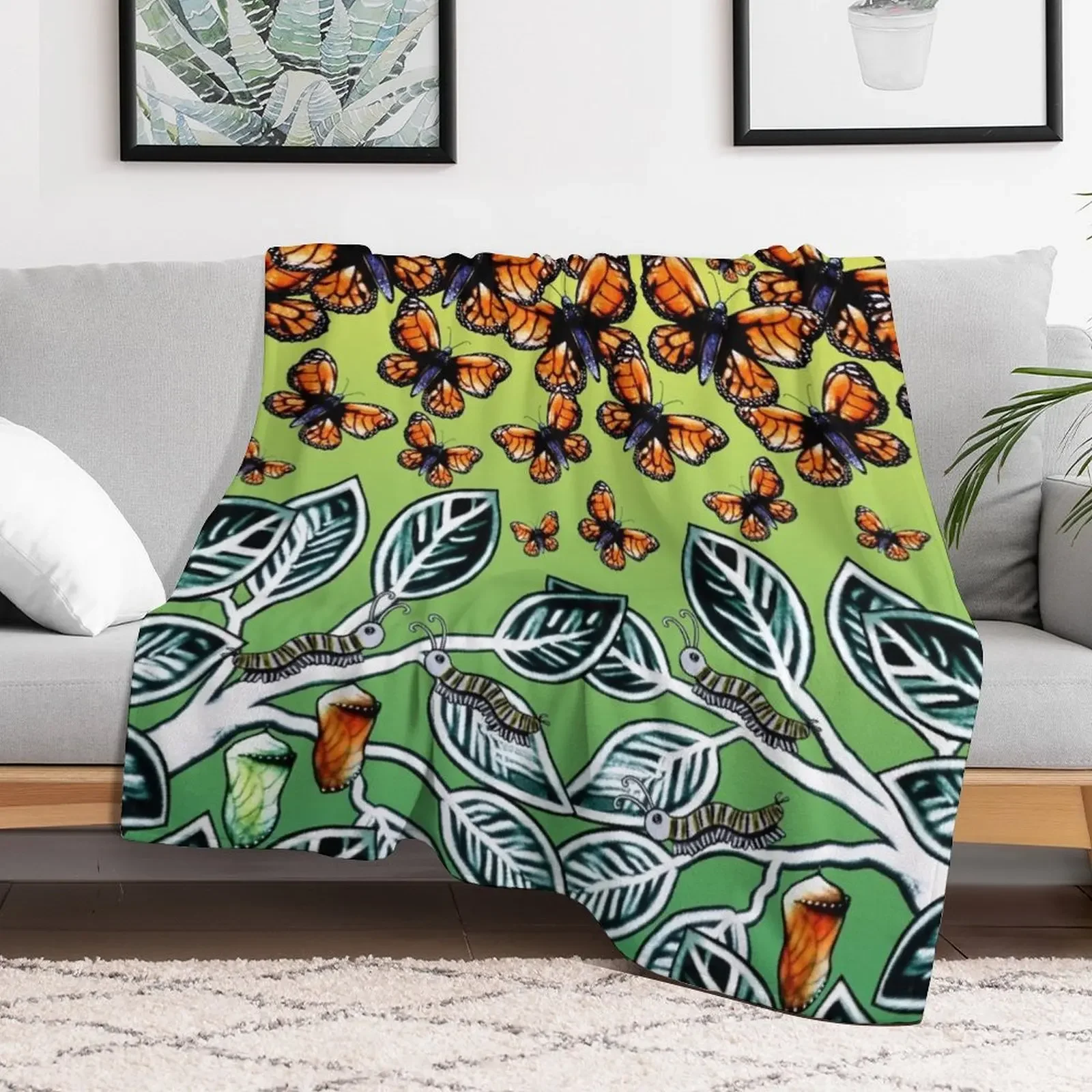 Monarch Metamorphosis Sand Art Throw Blanket manga Giant Sofa Blankets