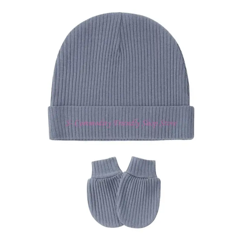 

85AE Перчатки Варежки для унисекс Хлопковая зимняя шапка Перчатки без царапин Комплект детских товаров