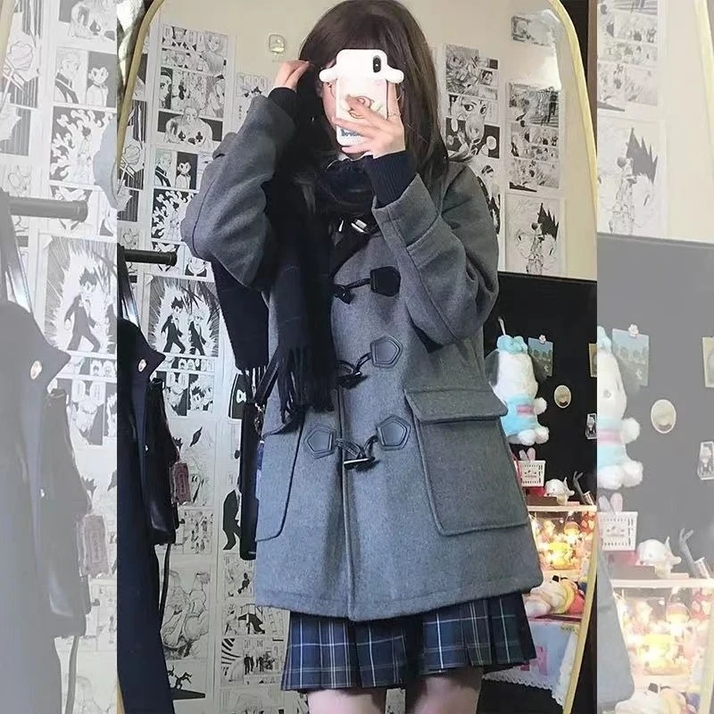 

Японское кавайное пальто с длинными рукавами, женская милая повседневная двубортная куртка в консервативном стиле Jk Harajuku, осенняя одежда для девочек 2025