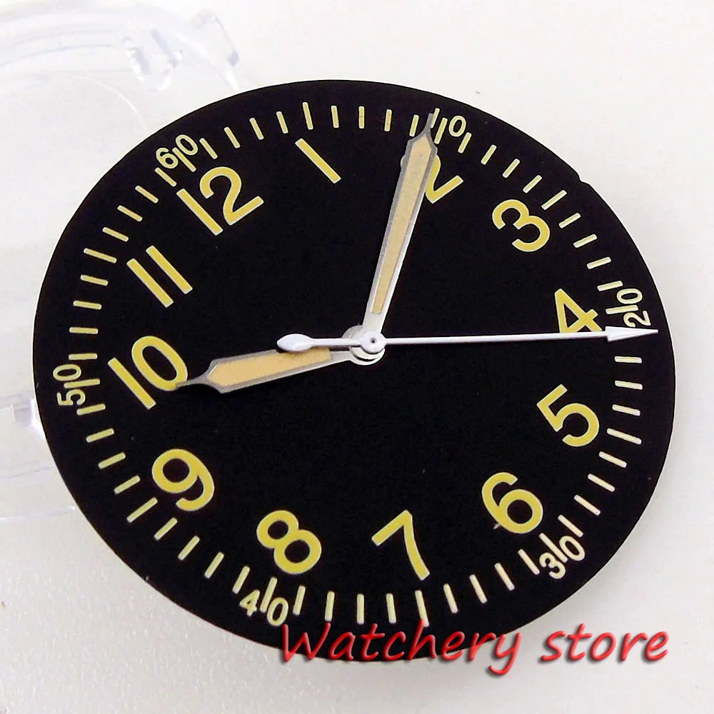 33.5mm Watch Dial Face Hand Luminous Pilot Style Fit NH35 NH36 MIYOTA 8215 821A DG 2813 ETA 2836 2824 Automatic Movement