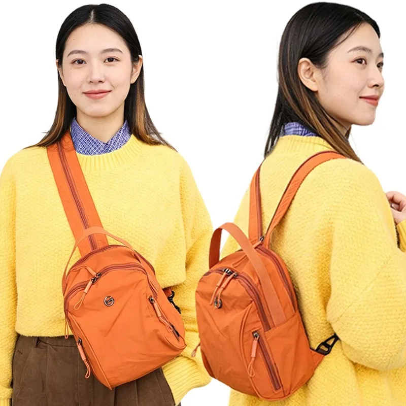 Leichter Nylon-Rucksack, wandelbare Umhängetasche, Crossbody-Schultertasche, wasserdicht, diebstahlsicher, mit mehreren Taschen, Tagesrucksack für Reisen und Wandern