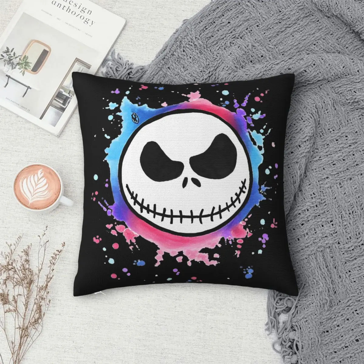 جاك سكيلينجتون وسادة تغطي غرفة المعيشة كابوس قبل عيد الميلاد غطاء الوسادة ديكور مضحك المخدة 45*45 #4