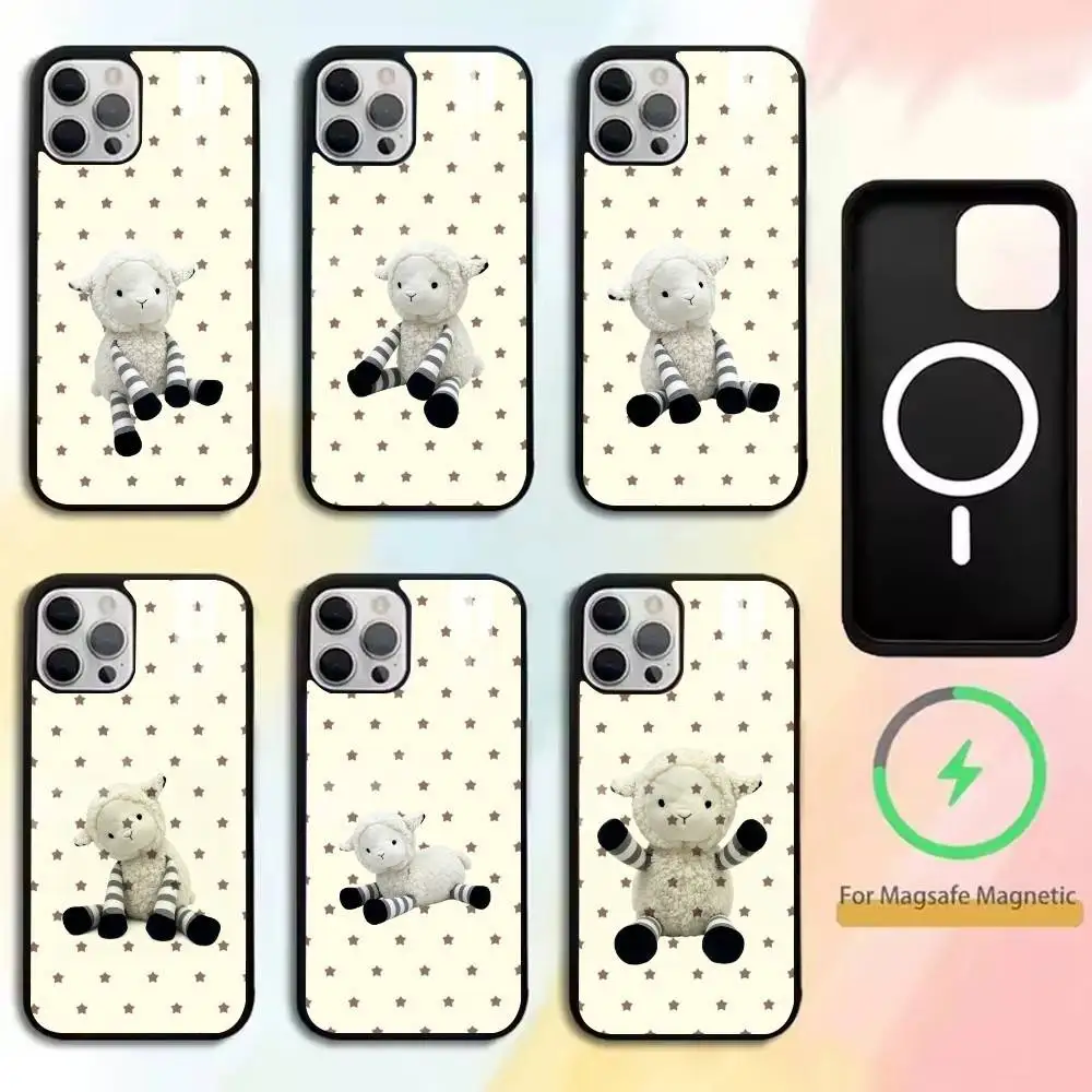 

Cute plush little sheep Phone Case For iPhone17,16,15,14,13,12,11 Plus,Pro Magnetic For Magsafe Wireless Charging