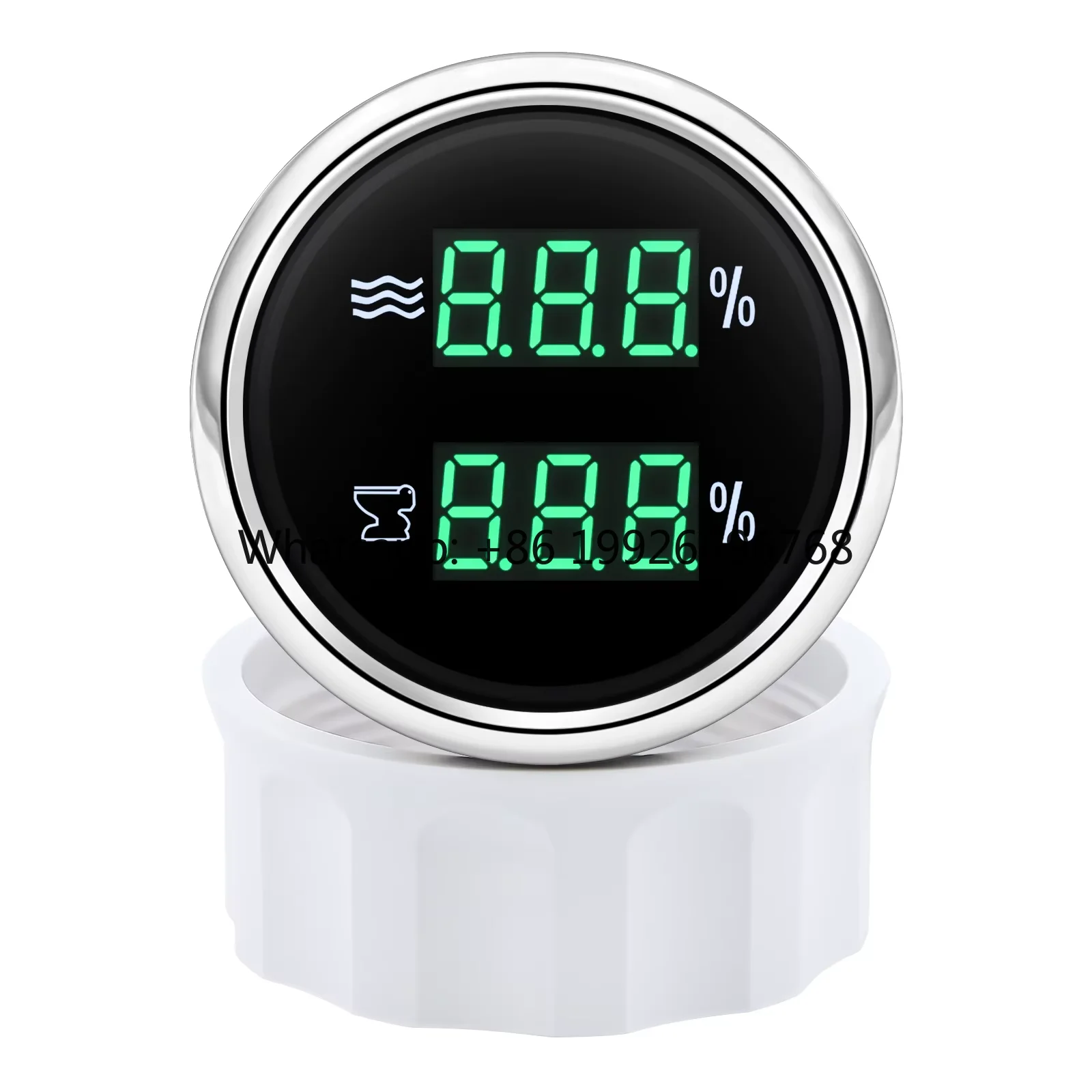 

12V/24V 52mm Dual Gauge 2 in 1 Water & Sewage Level Gauge Green Light Digital 0-190ohm Sensor Car Boat Yacht