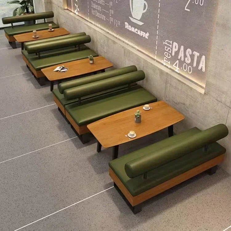 

Nordic modern design for milk tea coffee shop Restaurant Furniture Wooden Dining table and chairs Sofa Booth setHOT SALES